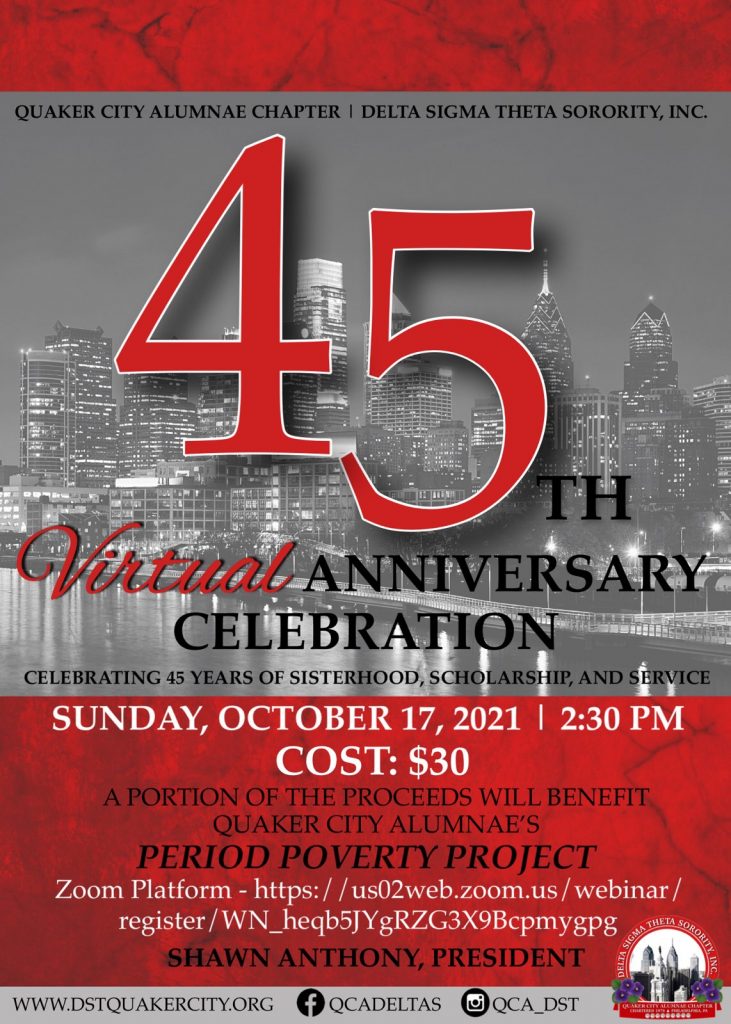 45th Anniversary Celebration Delta Sigma Theta Sorority, Inc. Quaker